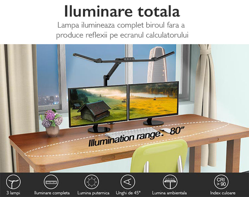 Lampa de birou LED tripla Huerler Office Max Lampa de birou LED tripla Huerler Office Max